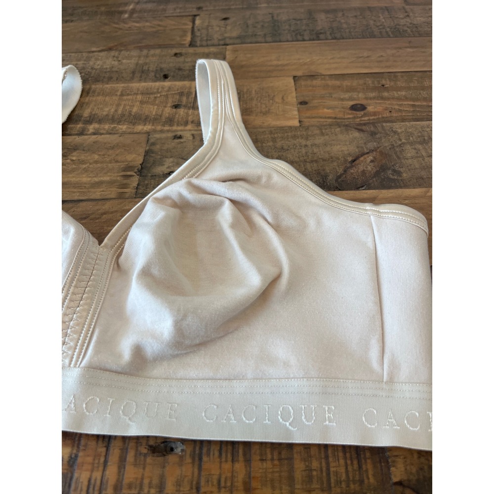 Cacique Beige Wire-Free‎ Unlined Bra Logo Band 40DD
